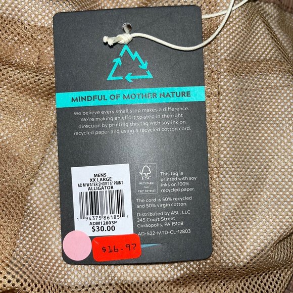 NWT Alpine Design Mens 5" Swim Shorts Brown Alligator Size XXL Trunks Boardshort - Picture 6 of 6